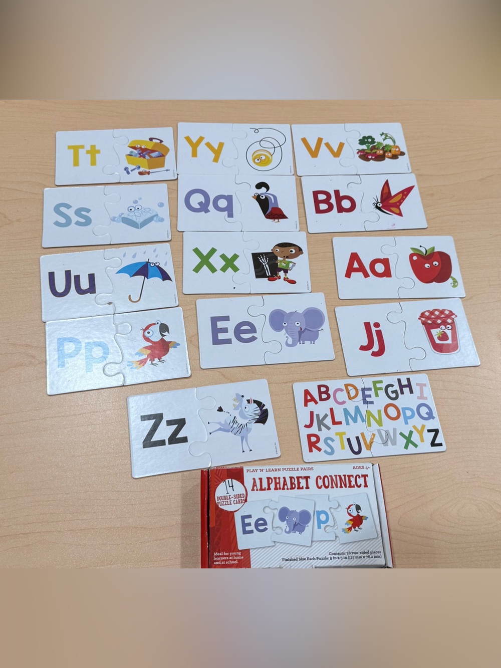 Alphabet Connect Puzzle Cards for Kids - White